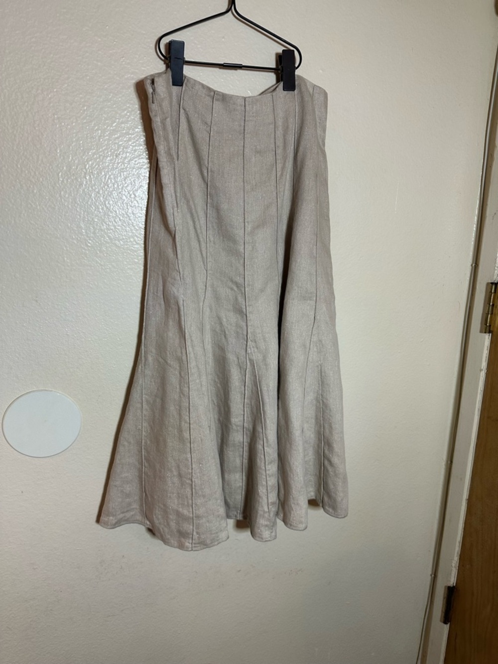 J. Jill Light Beige A-Line Linen-Blend Skirt